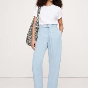 Banana Republic Light Blue High Waist Barrel Leg Linen Pants